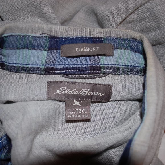 Men's Grey Cotton Eddie Bauer Long Sleeve Button Down Classic Fit 2XLT - Picture 6 of 7